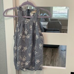 Vintage Altar'd State Blue Floral Sleeveless Blouse Size L